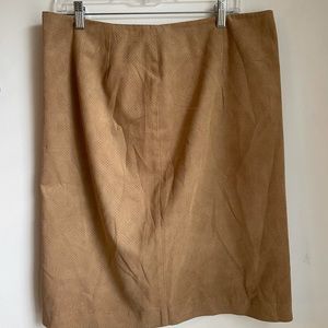 Chico’s Perforated Faux Suede Tan Pencil Skirt